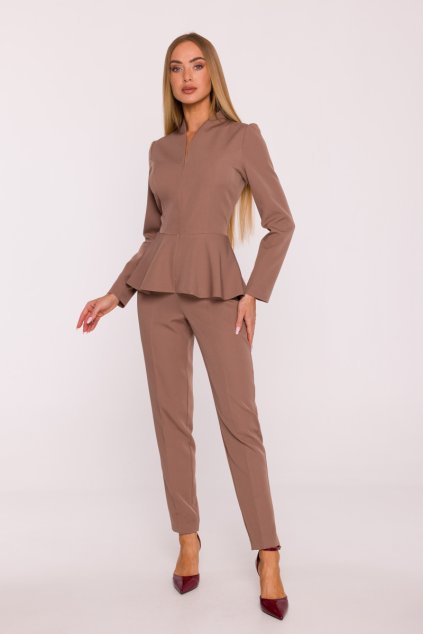 Elegantní peplum overal MOE M878 mocca