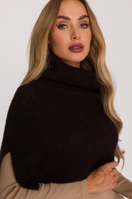 Pletený nákrčník s rolákem MOE M894 tmavě hnědý