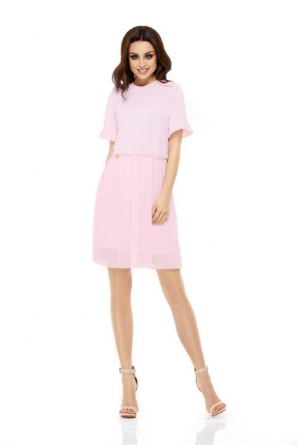 Lehounké šifonové plisované šaty Lemoniade L242 růžové