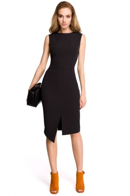 Elegantní asymetrické šaty Style S105 černé