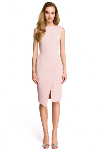 Elegantní asymetrické šaty Style S105 růžové
