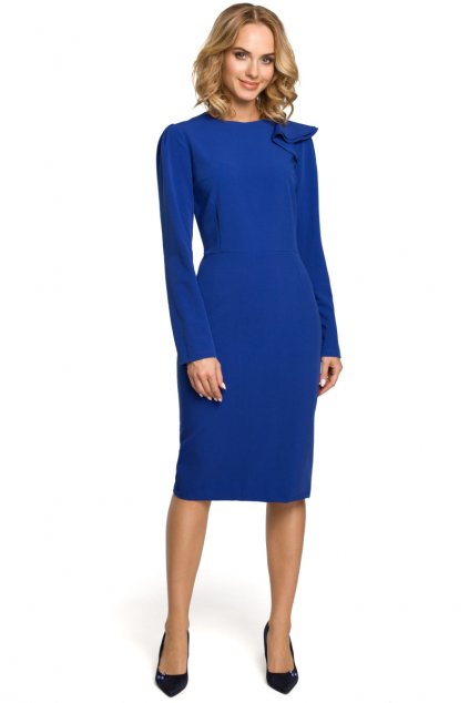 Elegantní pouzdrové šaty MOE M326 modré