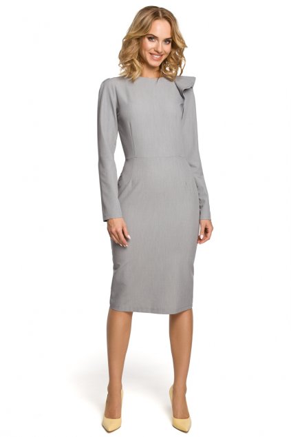 Elegantní pouzdrové šaty MOE M326 šedé