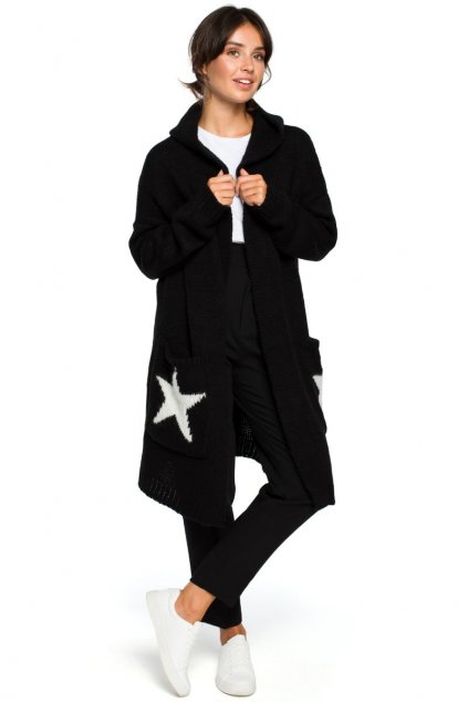 Pletený kabátek s hvězdami Be BK013 černý