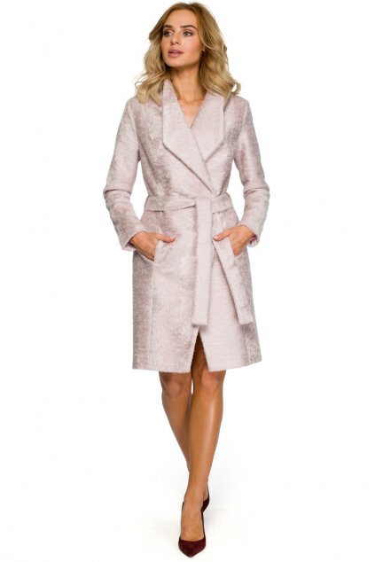 Elegantní kabát MOE M410 růžový