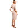 Elegantní šaty s atypickým výstřihem MOE M455 béžové