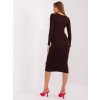 Pouzdrové šaty s asymetrickým výstřihem My Red Lips hnědé
