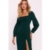 Elegantní pouzdrové šaty MOE M812 tmavě zelené