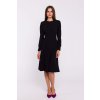 Elegantní šaty s nabranými rukávy Stylove S378 černé