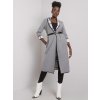 Elegantní kabát s kontrastním límcem Italy fashion šedý