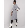 Elegantní kabát s kontrastním límcem Italy fashion šedý