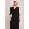 Elegantní šaty se zavinovacím efektem Stylove S386 černé