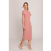 Elegantní pouzdrové šaty s rozparkem Stylove S398 starorůžové
