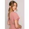 Elegantní pouzdrové šaty s rozparkem Stylove S398 starorůžové