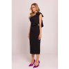Společenské midišaty na jedno rameno MOE M847 černé