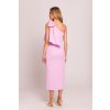Společenské midišaty na jedno rameno MOE M847 růžové