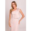 Společenské midišaty na jedno rameno MOE M847 béžové