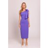 Společenské midišaty na jedno rameno MOE M847 fialové
