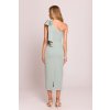 Společenské midišaty na jedno rameno MOE M847 mátové