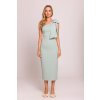Společenské midišaty na jedno rameno MOE M847 mátové