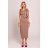 Společenské midišaty na jedno rameno MOE M847 mocca