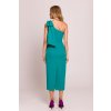 Společenské midišaty na jedno rameno MOE M847 tyrkysové