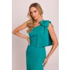 Společenské midišaty na jedno rameno MOE M847 tyrkysové