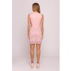 Společenské minišaty s krajkovými vsadkami MOE M864 růžové