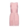 Společenské minišaty s krajkovými vsadkami MOE M864 růžové