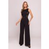 Elegantní společenský overal s krajkou MOE M866 černý