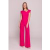 Společenský overal s asymetrickým výstřihem Stylove S407 růžový