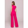 Společenský overal s asymetrickým výstřihem Stylove S407 růžový