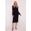 Elegantní šaty s s výraznými rameny Stylove S412 černé