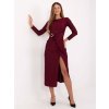 Elegantní šaty s efektním řasením Italy Fashion bordó