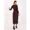 Elegantní šaty s efektním řasením Italy Fashion hnědé