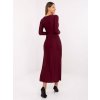 Elegantní hladké šaty s ozdobou Italy Fashion bordó