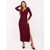 Elegantní hladké šaty s ozdobou Italy Fashion bordó
