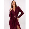 Elegantní šaty s řasením Italy Fashion bordó