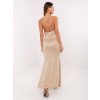 Dlouhé šaty s efektním výstřihem Italy Fashion béžové