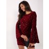 Flitrové minišaty s rozšířenými rukávy Italy Fashion bordó