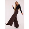 Dámské široké společenské kalhoty MOE M875 hnědé
