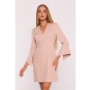 Elegantní minišaty s širokými manžetami MOE M876 béžové