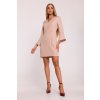 Elegantní minišaty s širokými manžetami MOE M876 béžové