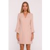 Elegantní minišaty s širokými manžetami MOE M876 béžové
