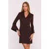 Elegantní minišaty s širokými manžetami MOE M876 hnědé