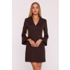 Elegantní minišaty s širokými manžetami MOE M876 hnědé