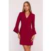 Elegantní minišaty s širokými manžetami MOE M876 bordó