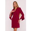 Elegantní minišaty s širokými manžetami MOE M876 bordó