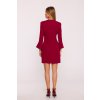 Elegantní minišaty s širokými manžetami MOE M876 bordó