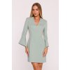 Elegantní minišaty s širokými manžetami MOE M876 mátové